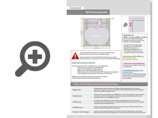 Product Bild whiteboardplatte_in_apfel-form_konturgefr__st___einseitig_4_0-farbig_bedruckt